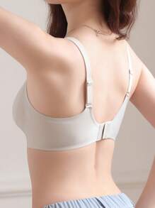 Women Comfortable Wire-Free Bra For Lifting And Preventing Sagging And Side Boob - Light Grey - View 4