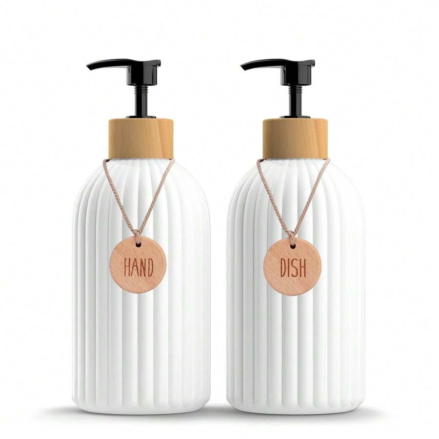 GAONLY 2pcs Refillable Soap Dispenser With White Liquid Pump- Convenient Manual And Dishwashing Soap Bottle, Suitable For Bathroom Accessories, Bathroom Storage, Home Decoration, Household Furniture Home Bathroom Decor Fall Decor Back To School