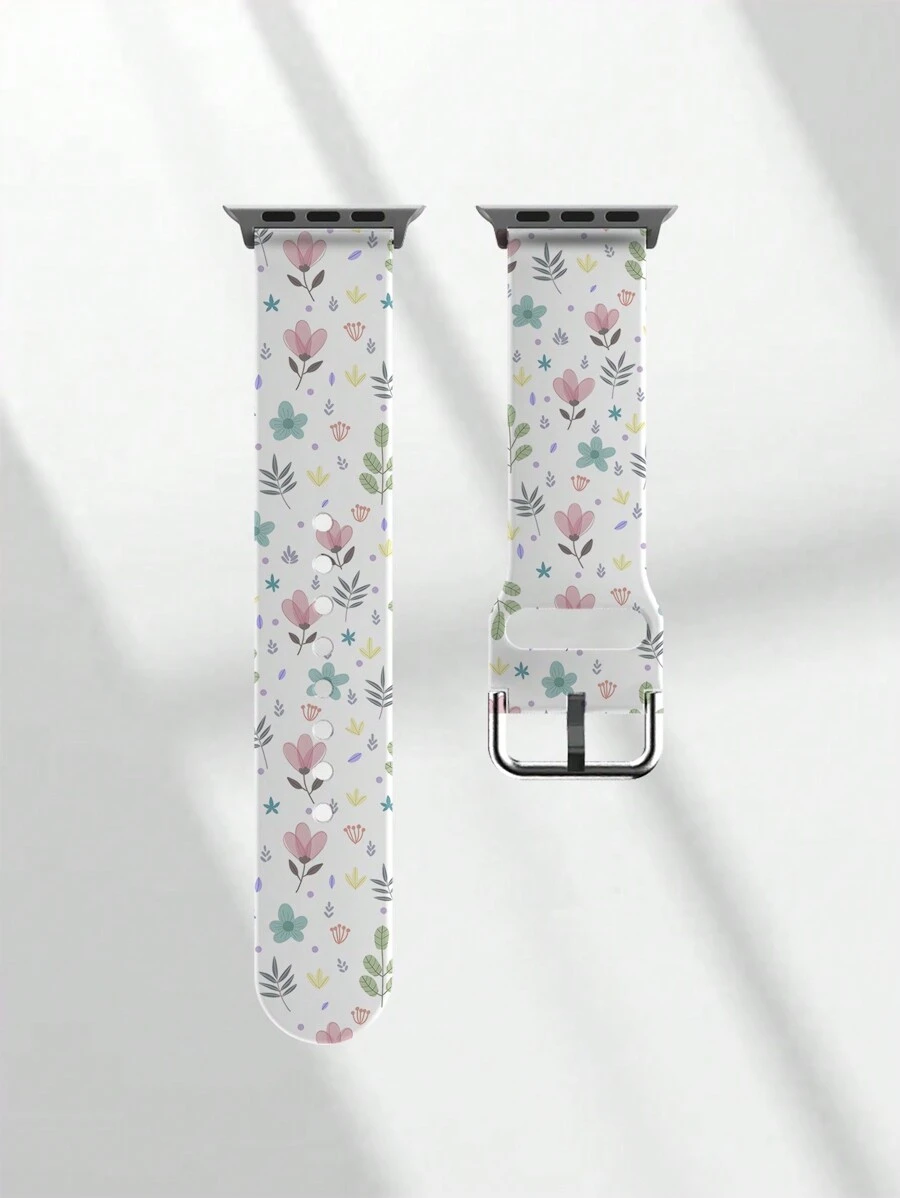 1条柔软弹力透气花卉腕带替换表带，兼容 38mm 40mm 41mm 45mm 44mm 42mm 49mm，时尚休闲硅胶表带，适用于 Ultra SE/9/8/7/6/5/4/3/2/1 - 彩色 - 查看 1