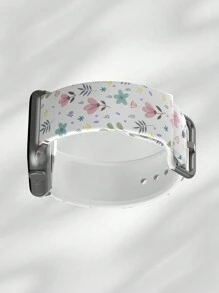 1条柔软弹力透气花卉腕带替换表带，兼容 38mm 40mm 41mm 45mm 44mm 42mm 49mm，时尚休闲硅胶表带，适用于 Ultra SE/9/8/7/6/5/4/3/2/1 - 彩色 - 查看 4
