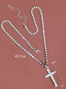 1入量身定制全鑲鑽頭骷髏頭吊墜項鍊,適合假期和日常佩戴,適用於女士 - 銀色 - 查看 4