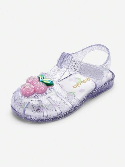 Balabala Girls Sandals Summer Cute Cherry Pattern Hollow Breathable Beach Jelly Shoes