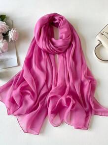 1入組貂絨絲素色女士圍巾，簡約時尚沙灘防曬裝飾披肩或長圍巾頭巾，適合裝扮您的造型 - 彩色 - 查看 23