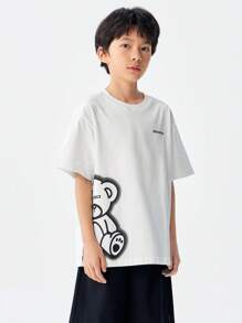 Balabala 男童女童短袖T恤2024年夏季新款亲子装可爱小熊印花 - 白色 - 查看 3