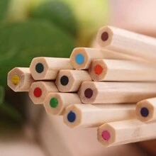 12pcs Wooden Barrel Mixed Color Colored Pencils, Perfect For Children's Painting And Doodling. Use Them To Add Color To Your Paper! Back To School,Mother's Day,Mom's Gift,Back To School,School Supplies