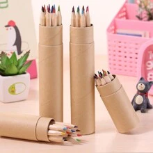 12pcs Wooden Barrel Mixed Color Colored Pencils, Perfect For Children's Painting And Doodling. Use Them To Add Color To Your Paper! Back To School,Mother's Day,Mom's Gift,Back To School,School Supplies