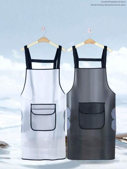 1 Pezzo Grembiule Trasparente Impermeabile Tpu E Antipolvere Per Cucinare O Parrucchieri, Con Tasche, Abbigliamento Da Lavoro, Facile Da Pulire E Alla Moda