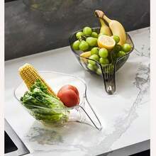 Đa dụng Thoát nước Rổ Với Làm khô hạn Phích cắm , Creative Phòng bếp Bát , Rau Và Trái cây Rửa Đồ lọc - Xám - Xem 4
