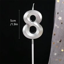 1pc Birthday Candle Numbers, Opera Style 0-9 Numbers Birthday Cake Topper, Suitable For Birthday Parties And Wedding Anniversaries - Silver - View 16
