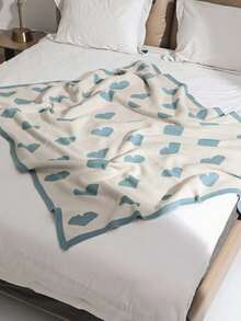 Mới Bắc Âu & Phong cách Nhật  Mềm mại Chăn Thích hợp Đối với Sofa , Giường , Văn phòng Ngủ trưa , Phòng Trang trí Hình vẽ trái tâm Chăn - Màu xanh Bạc hà - Xem 2