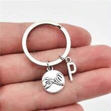 1pc A-Z Letter Keychain, Friendship Pact Silver Alloy Keyring Accessory, Gift For Women/Girls, Car Accessories, School Cute Gothic Y2K Style - Silver - View 16
