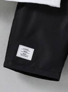 青少年男孩休閒圓領針織字母凸出短袖T恤和短褲