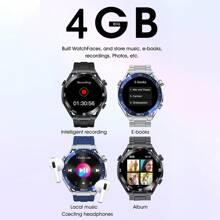 Reloj inteligente GTR8 con memoria de 4GB para hombre resistente al agua reloj deportivo para nadar correr, podómetro deportivo llamada Bluetooth - Plateado - Ver 9