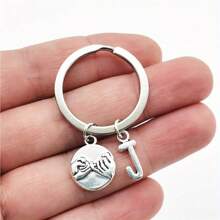 1pc A-Z Letter Keychain, Friendship Pact Silver Alloy Keyring Accessory, Gift For Women/Girls, Car Accessories, School Cute Gothic Y2K Style - Silver - View 17