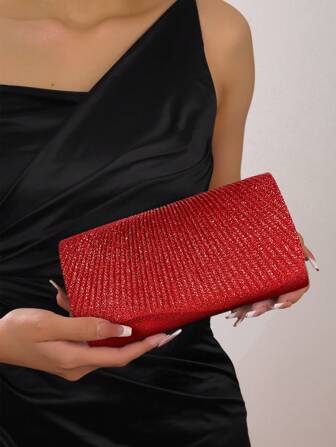 SIIZA Glamorous, Elegant, Exquisite, Quiet Luxury Sequin, Stylish, Luxury, Shiny New Arrival Cross-Border Sparkling Evening Clutch, Simple And Elegant Handbag, Stylish Chain Shoulder Bag, Mini Pouch Evening Bag, Dinner Bag For Party Girl, Woman, Bride Perfect For Party, Wedding, Prom, Dinner/Banquet