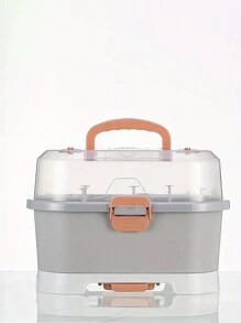 Baby Bottle Storage Box, Large Space Transparent Baby Tableware Storage Box, Drain Dust-Proof Drying Rack - Grey - View 6