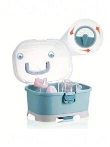 Baby Bottle Storage Box, Large Space Transparent Baby Tableware Storage Box, Drain Dust-Proof Drying Rack - Grey - View 4