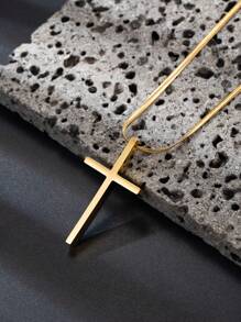 1 件男女通用 18K 镀金不锈钢吊坠项链，时尚嘻哈风格个性化情侣项链，适合日常佩戴，可作为送给朋友和家人的礼物 - 金色 - 查看 9