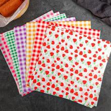 100pcs Random Color Baking Cake Decoration Colorful Greaseproof Paper Fruit, Strawberry & Checkered Print Paper For Lunch Box And Placemat Gift Bag Party Kitchen - Multicolor - View 1