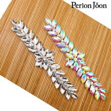 Perlon Joon زينة بلمعة الكريستال الزجاجية 1قطعة، زخرفة كريستال سيلفر Ab للخياطة وتزيين الملابس والأحذية