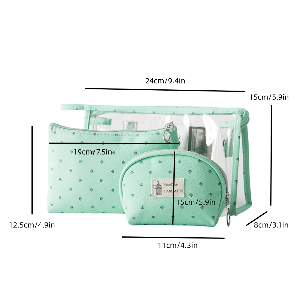 1pc Clear Crown Printed 3In1 Makeup Bag Set For Travel, Toiletry