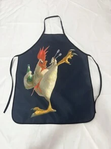 A Creative And Personalized Kitchen Anti-Fouling Apron With A Rooster Holding A Beer Pattern,Kitchen,Bathroom,Home,Household Suppliers