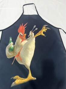 A Creative And Personalized Kitchen Anti-Fouling Apron With A Rooster Holding A Beer Pattern,Kitchen,Bathroom,Home,Household Suppliers