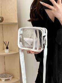 Clear Pvc Handbag 2025 New Women's Cross-Border Shoulder Bag With Wide Strap And Multiple Carrying Options - Beige - View 2