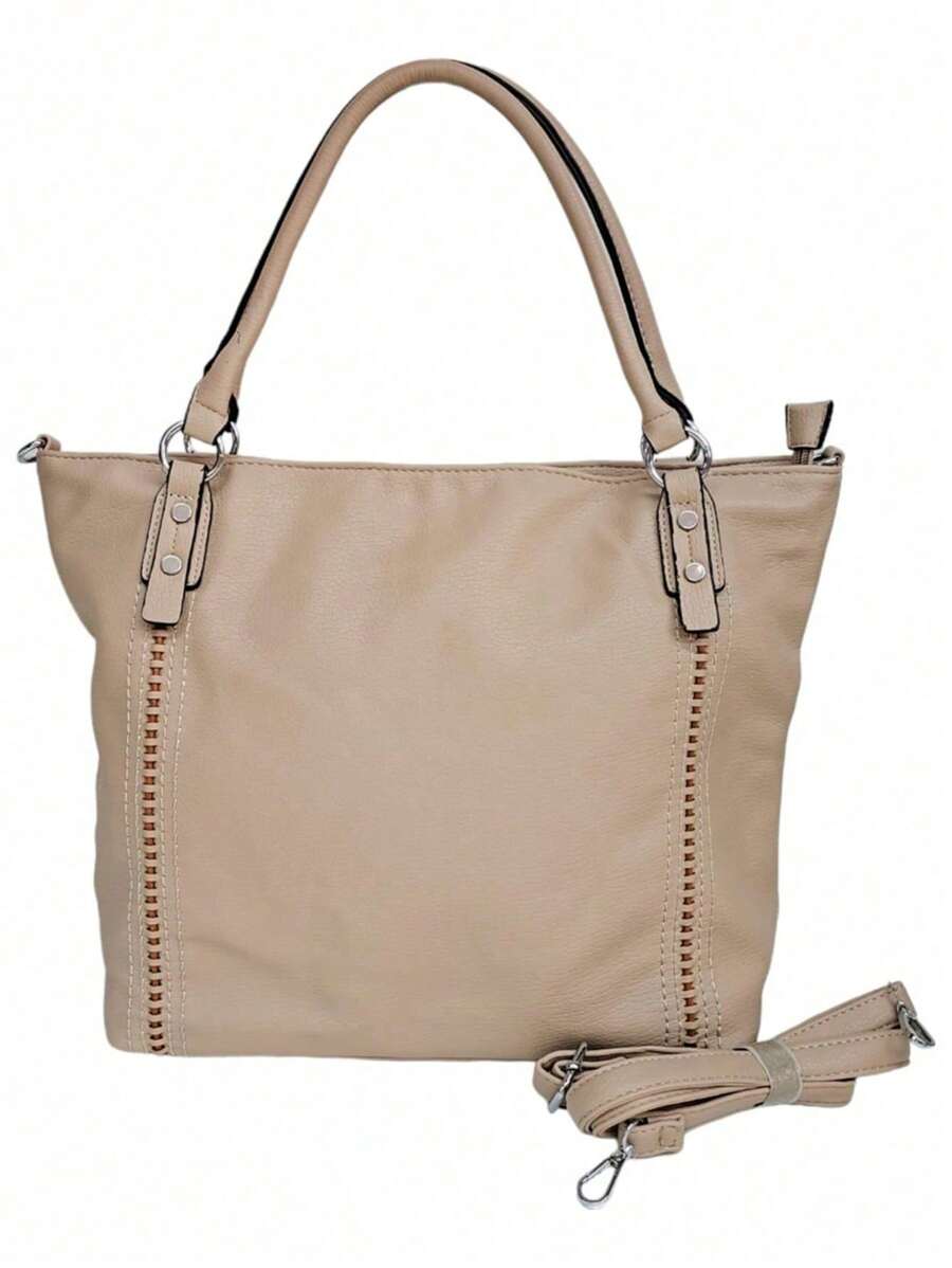 Bolsa Feminina Transversal De Ombro Grande - Bege - Visão 1