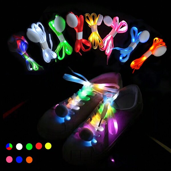 1 Pair Colorful LED Flash Light Up Shoe Laces Party Disco Shoes Strap Glow Stick Shoelaces Multicolor Shoe Strings, Flash Shoe Laces For Night Party, Dancing, Running, Skating, Shoe Laces Light