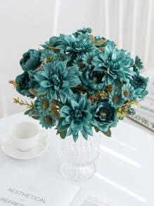 1/3/5PCS Artificial Flower, 6-Head Hydrangea, Hibiscus Rose Bouquet, Home, Bedroom, Vase, Decoration, Dining And Living Room Decorations, Wedding Decoration, Bride Holding Flower Materials, Valentine's Day, New Year Decoration, DIY Birthday Party Decoration Materials, Opening Season Campus Decorations