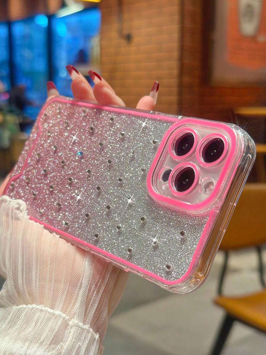 1 Vỏ bảo vệ lỗ mịn màu hồng/đen với các mảnh/bướm lấp lánh hai màu, thiết kế đơn giản nhưng phong cách thích hợp cho nam và nữ. - Hồng - Xem 1