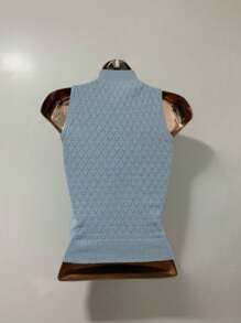 Women Knit Tops - 藍色 - 查看 2