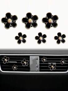 6入組合金菊花形狀的車用空氣出風口夾式車用空氣清新劑裝飾品