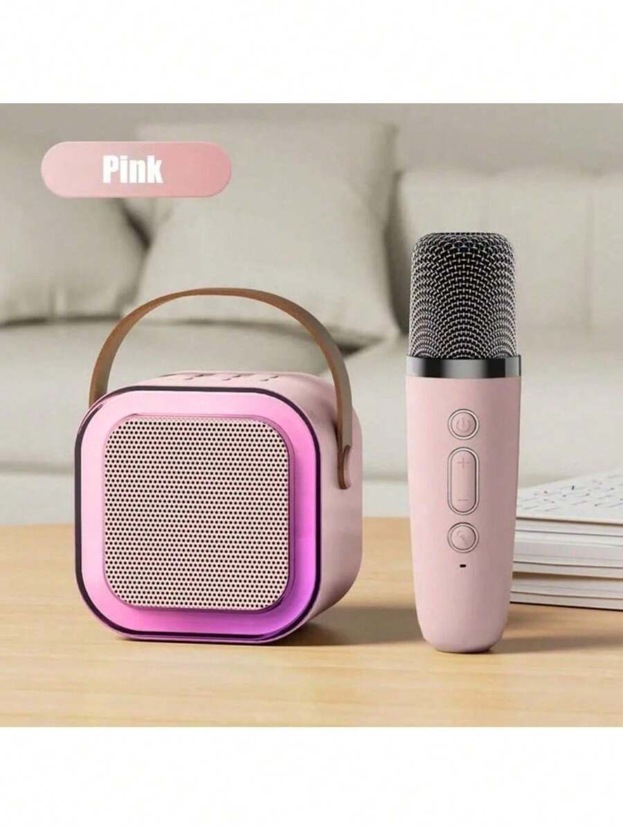 Caixa de som sem fio com microfone Karaokê, Mini Alto-falante Bluetooth portátil de Karaoke com 1 Microfone K12