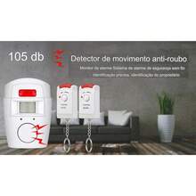 Alarme Sem Fio Sensor Movimento Controles Sirene Alta 105 DCB Residencial Comercial Portatil Detecta Presença Segurança Proteçao Casa Loja Comercio - Branco - Visão 4