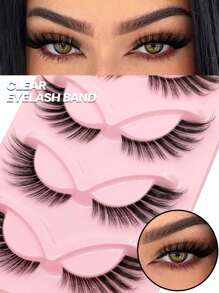 GROINNEYA Cat Eye Lashes 5 Pairs Clear Band False Eyelashes Fox Eye Lashes Faux Mink Eyelashes Fluffy Wispy False Eyelashes Makeup (TX04) - màu đen - Xem 1