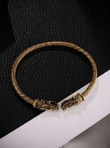 1pc Retro Wolf Head Bracelet For Men, Punk Rock Style Protective Bracelet, Adjustable Bracelet For Men, Norse Jewelry/Odin/Nordic Wolf Arm Cuff, Men & Boys Metal Wristband, Gift For Accessory Dressing Wearing - Silver - View 8