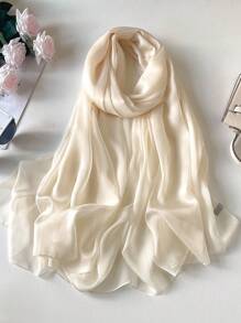 1入組貂絨絲素色女士圍巾，簡約時尚沙灘防曬裝飾披肩或長圍巾頭巾，適合裝扮您的造型 - 彩色 - 查看 5