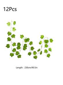 MEHELANY 12/1件/包 人造绿色常春藤藤蔓，仿真植物绿色花环，悬挂式常春藤花环，适用于婚礼、卧室、花园、阳台、秋千、商场、楼梯装饰、绿色背景、丛林主题派对，易于安装和拆卸 - 綠色 - 查看 5