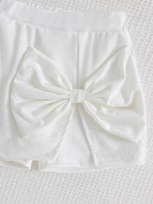 年轻女孩3件套纯色蝴蝶装饰休闲短裤套装 - 彩色 - 查看 9