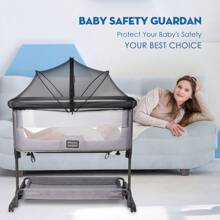 Beberoad Baby Beside Crib Co-Sleeper Mosquito Net Cover For Travel Cot Bassinet Bedside Sleeper, Insect Cat Net Zipper Mosquito Net For Baby Crib Co-Sleeping Bed - Black - View 4