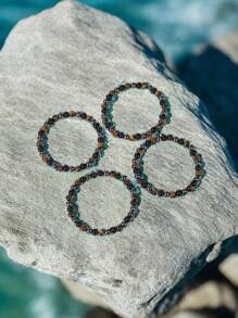 2/4/6pcs/Set Minimalist Tiger's Eye Stone & Hematite Energy Stone Lucky Bracelet For Men And Women Suitable For Any Occasion - Multicolor - View 9