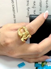 1 Pièce Bague En Acier Inoxydable Avec Design Exagéré Et Épais, Adaptée Pour Le Port Quotidien Des Femmes - R5071 - Voir 6