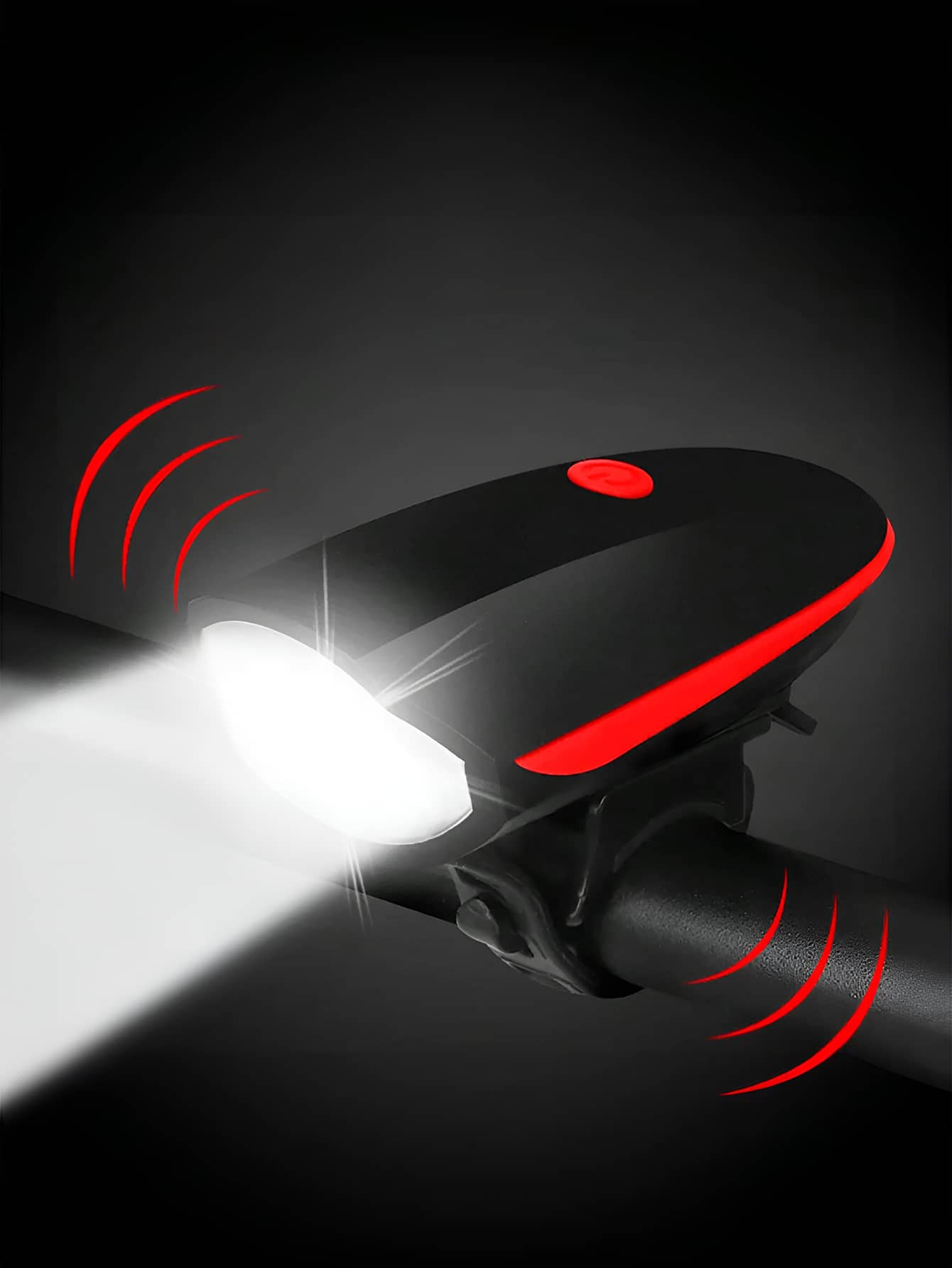 Luz de Bicicleta Super Brillante con Bocina integrada para Música con Carga USB | Faro Delantero Luz Brillante para Bicicleta con Bocina Recargable Conexión USB - Rojo - Ver 1