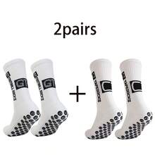 2 cặp Của Chuyên nghiệp Giữa Chiều dài Ngoài trời Thể thao Thoáng khí Bóng đá Chống trượt Vớ Với Nhiều Màu sắc In Sự phối hợp - Màu be - Xem 1