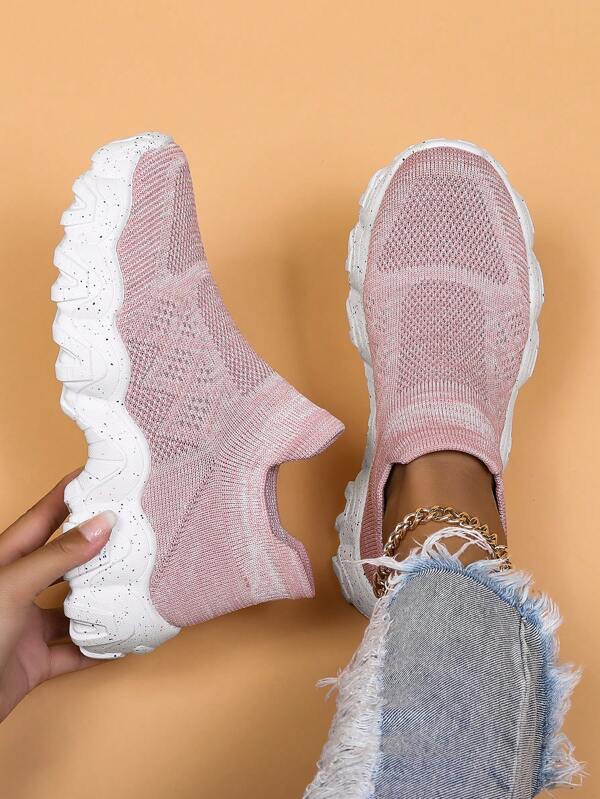 Women's Casual Sports Shoes, Breathable Fashionable Slip-On Socks Shoes, For All Seasons