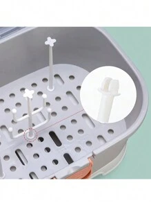 Baby Bottle Storage Box, Large Space Transparent Baby Tableware Storage Box, Drain Dust-Proof Drying Rack - Grey - View 5