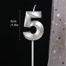 1pc Birthday Candle Numbers, Opera Style 0-9 Numbers Birthday Cake Topper, Suitable For Birthday Parties And Wedding Anniversaries - Silver - View 19