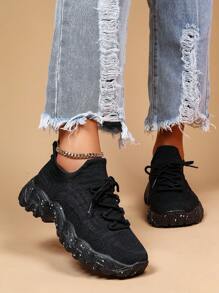 Ladies' Casual Sports Shoes Fashionable Athletic Sock-Shoes, Breathable, Four Seasons